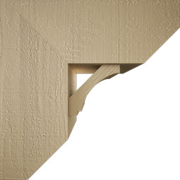 Ekena Millwork - BKTUR0756X18X18IMP06RCPR - Timberthane Faux Wood Imperial Style Bracket w/ Offset Brace, Slat Ends, 7 1/2"W x 18"D x 18"H, Primed Tan