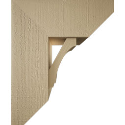 Ekena Millwork - BKTUR0756X18X22IMP06RCPR - Timberthane Faux Wood Imperial Style Bracket w/ Offset Brace, Slat Ends, 7 1/2"W x 18"D x 22"H, Primed Tan