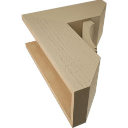 Ekena Millwork - BKTUR0756X18X22IMP06RCPR - Timberthane Faux Wood Imperial Style Bracket w/ Offset Brace, Slat Ends, 7 1/2"W x 18"D x 22"H, Primed Tan