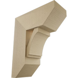 Ekena Millwork - BKTUR0756X18X22IMP06RCPR - Timberthane Faux Wood Imperial Style Bracket w/ Offset Brace, Slat Ends, 7 1/2"W x 18"D x 22"H, Primed Tan