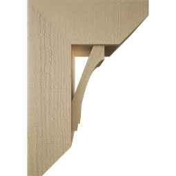 Ekena Millwork - BKTUR0756X18X26IMP06RCPR - Timberthane Faux Wood Imperial Style Bracket w/ Offset Brace, Slat Ends, 7 1/2"W x 18"D x 26"H, Primed Tan