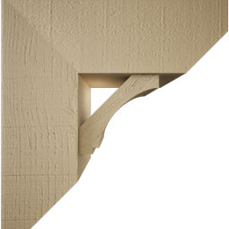Ekena Millwork - BKTUR0756X20X20IMP06RCPR - Timberthane Faux Wood Imperial Style Bracket w/ Offset Brace, Slat Ends, 7 1/2"W x 20"D x 20"H, Primed Tan