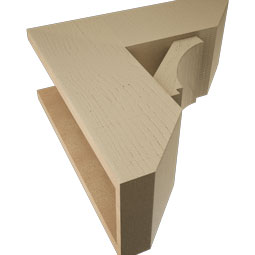 Ekena Millwork - BKTUR0756X20X20IMP06RCPR - Timberthane Faux Wood Imperial Style Bracket w/ Offset Brace, Slat Ends, 7 1/2"W x 20"D x 20"H, Primed Tan