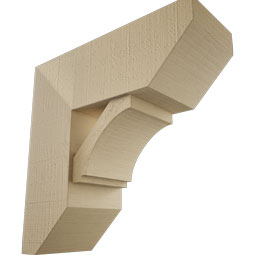 Ekena Millwork - BKTUR0756X20X20IMP06RCPR - Timberthane Faux Wood Imperial Style Bracket w/ Offset Brace, Slat Ends, 7 1/2"W x 20"D x 20"H, Primed Tan