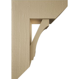 Ekena Millwork - BKTUR0756X20X28IMP06RCPR - Timberthane Faux Wood Imperial Style Bracket w/ Offset Brace, Slat Ends, 7 1/2"W x 20"D x 28"H, Primed Tan