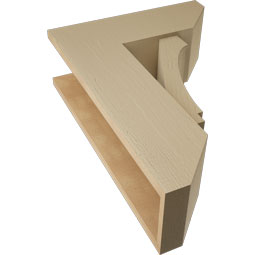 Ekena Millwork - BKTUR0756X20X28IMP06RCPR - Timberthane Faux Wood Imperial Style Bracket w/ Offset Brace, Slat Ends, 7 1/2"W x 20"D x 28"H, Primed Tan