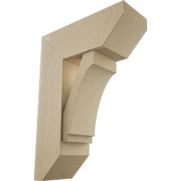 Ekena Millwork - BKTUR0756X20X28IMP06RCPR - Timberthane Faux Wood Imperial Style Bracket w/ Offset Brace, Slat Ends, 7 1/2"W x 20"D x 28"H, Primed Tan