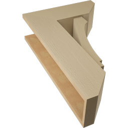 Ekena Millwork - BKTUR0756X20X32IMP06RCPR - Timberthane Faux Wood Imperial Style Bracket w/ Offset Brace, Slat Ends, 7 1/2"W x 20"D x 32"H, Primed Tan