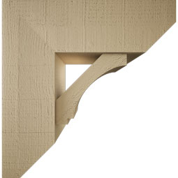 Ekena Millwork - BKTUR0756X22X22IMP06RCPR - Timberthane Faux Wood Imperial Style Bracket w/ Offset Brace, Slat Ends, 7 1/2"W x 22"D x 22"H, Primed Tan