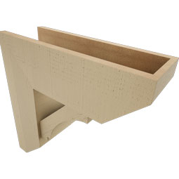 Ekena Millwork - BKTUR0756X22X22IMP06RCPR - Timberthane Faux Wood Imperial Style Bracket w/ Offset Brace, Slat Ends, 7 1/2"W x 22"D x 22"H, Primed Tan
