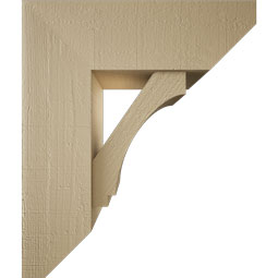 Ekena Millwork - BKTUR0756X22X26IMP06RCPR - Timberthane Faux Wood Imperial Style Bracket w/ Offset Brace, Slat Ends, 7 1/2"W x 22"D x 26"H, Primed Tan