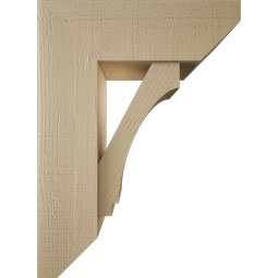 Ekena Millwork - BKTUR0756X22X30IMP06RCPR - Timberthane Faux Wood Imperial Style Bracket w/ Offset Brace, Slat Ends, 7 1/2"W x 22"D x 30"H, Primed Tan