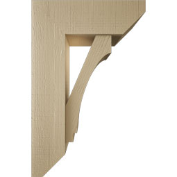 Ekena Millwork - BKTUR0756X22X34IMP06RCPR - Timberthane Faux Wood Imperial Style Bracket w/ Offset Brace, Slat Ends, 7 1/2"W x 22"D x 34"H, Primed Tan