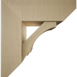 Ekena Millwork - BKTUR0756X24X24IMP06RCPR - Timberthane Faux Wood Imperial Style Bracket w/ Offset Brace, Slat Ends, 7 1/2"W x 24"D x 24"H, Primed Tan