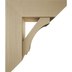 Ekena Millwork - BKTUR0756X24X28IMP06RCPR - Timberthane Faux Wood Imperial Style Bracket w/ Offset Brace, Slat Ends, 7 1/2"W x 24"D x 28"H, Primed Tan