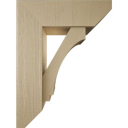 Ekena Millwork - BKTUR0756X24X32IMP06RCPR - Timberthane Faux Wood Imperial Style Bracket w/ Offset Brace, Slat Ends, 7 1/2"W x 24"D x 32"H, Primed Tan
