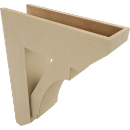 Ekena Millwork - BKTUR0756X24X32IMP06RCPR - Timberthane Faux Wood Imperial Style Bracket w/ Offset Brace, Slat Ends, 7 1/2"W x 24"D x 32"H, Primed Tan