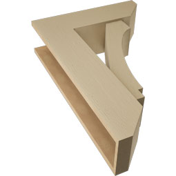 Ekena Millwork - BKTUR0756X24X36IMP06RCPR - Timberthane Faux Wood Imperial Style Bracket w/ Offset Brace, Slat Ends, 7 1/2"W x 24"D x 36"H, Primed Tan