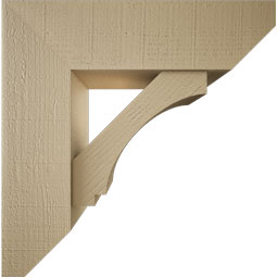 Ekena Millwork - BKTUR0756X26X26IMP06RCPR - Timberthane Faux Wood Imperial Style Bracket w/ Offset Brace, Slat Ends, 7 1/2"W x 26"D x 26"H, Primed Tan