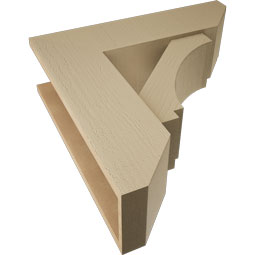 Ekena Millwork - BKTUR0756X26X26IMP06RCPR - Timberthane Faux Wood Imperial Style Bracket w/ Offset Brace, Slat Ends, 7 1/2"W x 26"D x 26"H, Primed Tan
