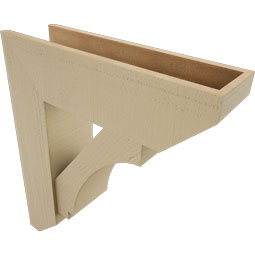 Ekena Millwork - BKTUR0756X26X30IMP06RCPR - Timberthane Faux Wood Imperial Style Bracket w/ Offset Brace, Slat Ends, 7 1/2"W x 26"D x 30"H, Primed Tan