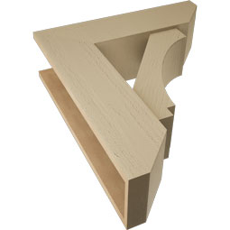 Ekena Millwork - BKTUR0756X26X30IMP06RCPR - Timberthane Faux Wood Imperial Style Bracket w/ Offset Brace, Slat Ends, 7 1/2"W x 26"D x 30"H, Primed Tan
