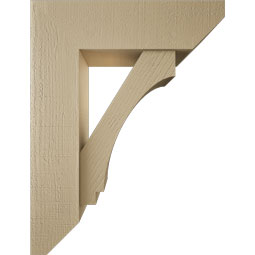 Ekena Millwork - BKTUR0756X26X34IMP06RCPR - Timberthane Faux Wood Imperial Style Bracket w/ Offset Brace, Slat Ends, 7 1/2"W x 26"D x 34"H, Primed Tan