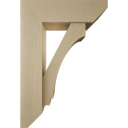 Ekena Millwork - BKTUR0756X26X38IMP06RCPR - Timberthane Faux Wood Imperial Style Bracket w/ Offset Brace, Slat Ends, 7 1/2"W x 26"D x 38"H, Primed Tan
