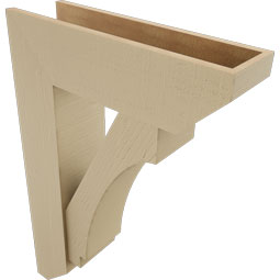 Ekena Millwork - BKTUR0756X26X38IMP06RCPR - Timberthane Faux Wood Imperial Style Bracket w/ Offset Brace, Slat Ends, 7 1/2"W x 26"D x 38"H, Primed Tan