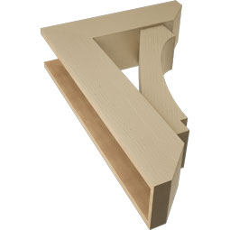 Ekena Millwork - BKTUR0756X26X38IMP06RCPR - Timberthane Faux Wood Imperial Style Bracket w/ Offset Brace, Slat Ends, 7 1/2"W x 26"D x 38"H, Primed Tan