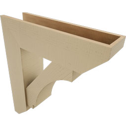 Ekena Millwork - BKTUR0756X28X32IMP06RCPR - Timberthane Faux Wood Imperial Style Bracket w/ Offset Brace, Slat Ends, 7 1/2"W x 28"D x 32"H, Primed Tan