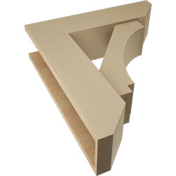 Ekena Millwork - BKTUR0756X28X32IMP06RCPR - Timberthane Faux Wood Imperial Style Bracket w/ Offset Brace, Slat Ends, 7 1/2"W x 28"D x 32"H, Primed Tan