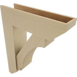 Ekena Millwork - BKTUR0756X28X36IMP06RCPR - Timberthane Faux Wood Imperial Style Bracket w/ Offset Brace, Slat Ends, 7 1/2"W x 28"D x 36"H, Primed Tan