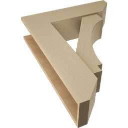 Ekena Millwork - BKTUR0756X28X36IMP06RCPR - Timberthane Faux Wood Imperial Style Bracket w/ Offset Brace, Slat Ends, 7 1/2"W x 28"D x 36"H, Primed Tan