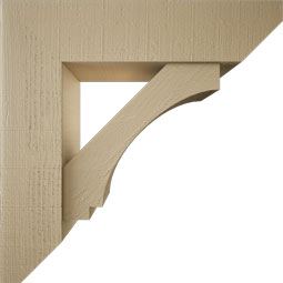 Ekena Millwork - BKTUR0756X30X30IMP06RCPR - Timberthane Faux Wood Imperial Style Bracket w/ Offset Brace, Slat Ends, 7 1/2"W x 30"D x 30"H, Primed Tan