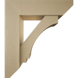 Ekena Millwork - BKTUR0756X30X34IMP06RCPR - Timberthane Faux Wood Imperial Style Bracket w/ Offset Brace, Slat Ends, 7 1/2"W x 30"D x 34"H, Primed Tan