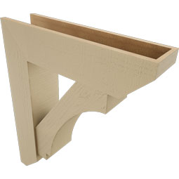 Ekena Millwork - BKTUR0756X30X36IMP06RCPR - Timberthane Faux Wood Imperial Style Bracket w/ Offset Brace, Slat Ends, 7 1/2"W x 30"D x 36"H, Primed Tan