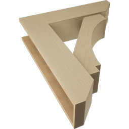 Ekena Millwork - BKTUR0756X30X36IMP06RCPR - Timberthane Faux Wood Imperial Style Bracket w/ Offset Brace, Slat Ends, 7 1/2"W x 30"D x 36"H, Primed Tan