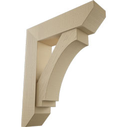Ekena Millwork - BKTUR0756X30X36IMP06RCPR - Timberthane Faux Wood Imperial Style Bracket w/ Offset Brace, Slat Ends, 7 1/2"W x 30"D x 36"H, Primed Tan
