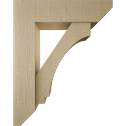 Ekena Millwork - BKTUR0756X30X38IMP06RCPR - Timberthane Faux Wood Imperial Style Bracket w/ Offset Brace, Slat Ends, 7 1/2"W x 30"D x 38"H, Primed Tan