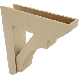 Ekena Millwork - BKTUR0756X30X38IMP06RCPR - Timberthane Faux Wood Imperial Style Bracket w/ Offset Brace, Slat Ends, 7 1/2"W x 30"D x 38"H, Primed Tan