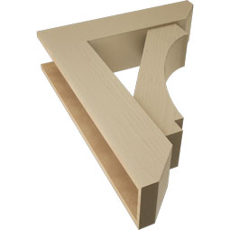 Ekena Millwork - BKTUR0756X30X38IMP06RCPR - Timberthane Faux Wood Imperial Style Bracket w/ Offset Brace, Slat Ends, 7 1/2"W x 30"D x 38"H, Primed Tan