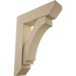 Ekena Millwork - BKTUR0756X30X38IMP06RCPR - Timberthane Faux Wood Imperial Style Bracket w/ Offset Brace, Slat Ends, 7 1/2"W x 30"D x 38"H, Primed Tan