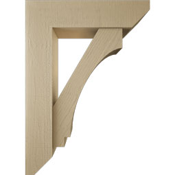 Ekena Millwork - BKTUR0756X30X42IMP06RCPR - Timberthane Faux Wood Imperial Style Bracket w/ Offset Brace, Slat Ends, 7 1/2"W x 30"D x 42"H, Primed Tan