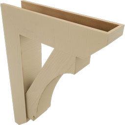 Ekena Millwork - BKTUR0756X30X42IMP06RCPR - Timberthane Faux Wood Imperial Style Bracket w/ Offset Brace, Slat Ends, 7 1/2"W x 30"D x 42"H, Primed Tan