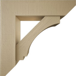Ekena Millwork - BKTUR0756X32X32IMP06RCPR - Timberthane Faux Wood Imperial Style Bracket w/ Offset Brace, Slat Ends, 7 1/2"W x 32"D x 32"H, Primed Tan