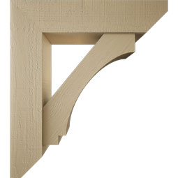Ekena Millwork - BKTUR0756X32X36IMP06RCPR - Timberthane Faux Wood Imperial Style Bracket w/ Offset Brace, Slat Ends, 7 1/2"W x 32"D x 36"H, Primed Tan