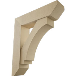 Ekena Millwork - BKTUR0756X32X36IMP06RCPR - Timberthane Faux Wood Imperial Style Bracket w/ Offset Brace, Slat Ends, 7 1/2"W x 32"D x 36"H, Primed Tan