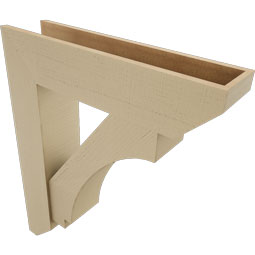 Ekena Millwork - BKTUR0756X32X38IMP06RCPR - Timberthane Faux Wood Imperial Style Bracket w/ Offset Brace, Slat Ends, 7 1/2"W x 32"D x 38"H, Primed Tan