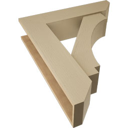 Ekena Millwork - BKTUR0756X32X38IMP06RCPR - Timberthane Faux Wood Imperial Style Bracket w/ Offset Brace, Slat Ends, 7 1/2"W x 32"D x 38"H, Primed Tan